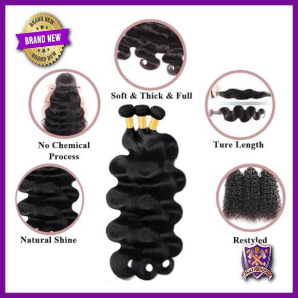 Body Wave Human Hair Bundles with HD Lace Closure 16 Inch Brazilian Hair main image 4